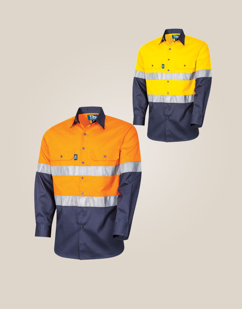 Twipake DS2112T1 Regular Weight L/S Cotton Hi-Vis Shirt With Reflective Tape | Ds2112t1 Regular Weight L S Hi Vis Drill Shirt With 3m™ Tape