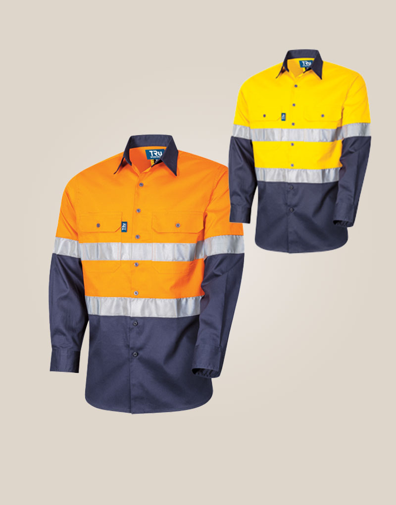 Twipake DS2166T1 Lightweight Vented L/S Hi-Vis Drill Shirt With Reflective Tape | Ds2166t1 Lightweight Vented L S Hi Vis Drill Shirt With Reflective Tape 2