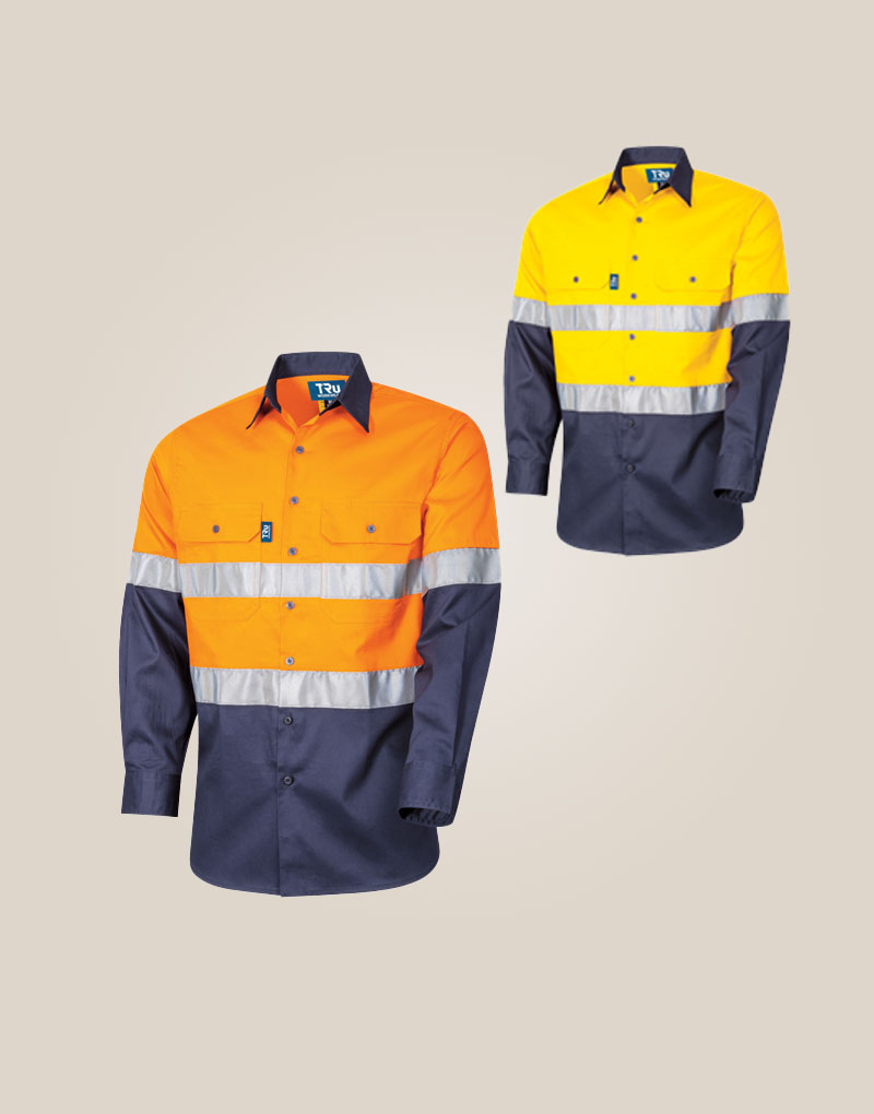 Twipake DS2166T1 Lightweight Vented L/S Hi-Vis Drill Shirt With Reflective Tape | Ds2166t1 Lightweight Vented L S Hi Vis Drill Shirt With Reflective Tape